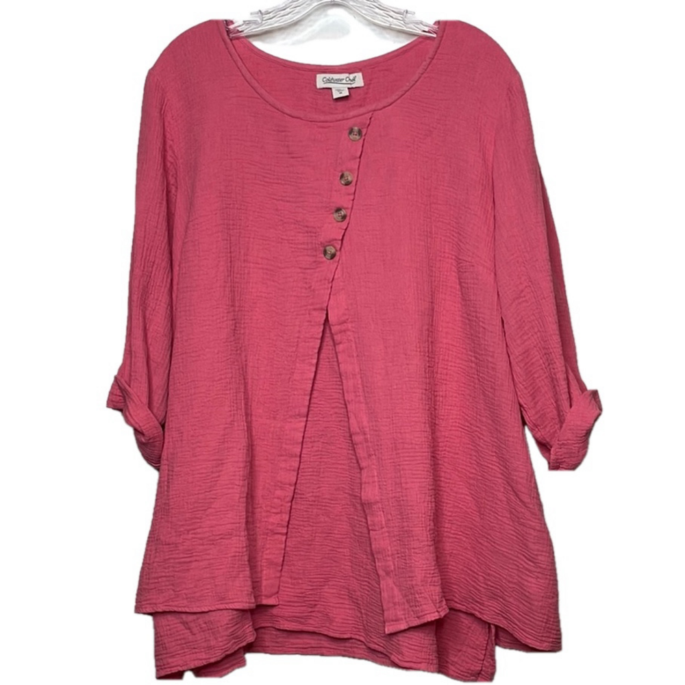 Coldwater Creek Rose Pink Lightweight Tunic with Button Front